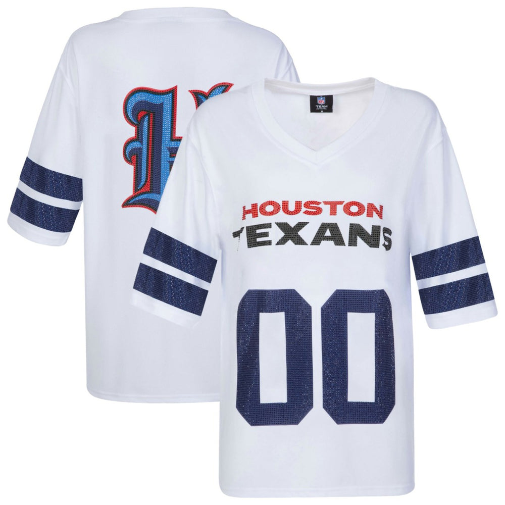 Houston Texans Cuce Women's Rhinestone V-Neck Tunic White | NFL