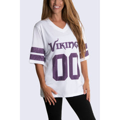 Minnesota Vikings Cuce Women's Rhinestone V-Neck Tunic White | NFL