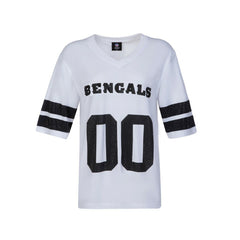 Cincinnati Bengals Cuce Women's Rhinestone V-Neck Tunic White | NFL