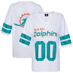 Miami Dolphins Cuce Women's Rhinestone V-Neck Tunic White | NFL