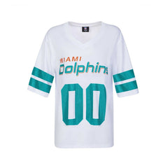 Miami Dolphins Cuce Women's Rhinestone V-Neck Tunic White | NFL