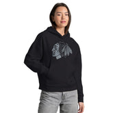 Chicago Blackhawks Starter Women's Rhinestone Relaxed Hoodie - Black - NHL