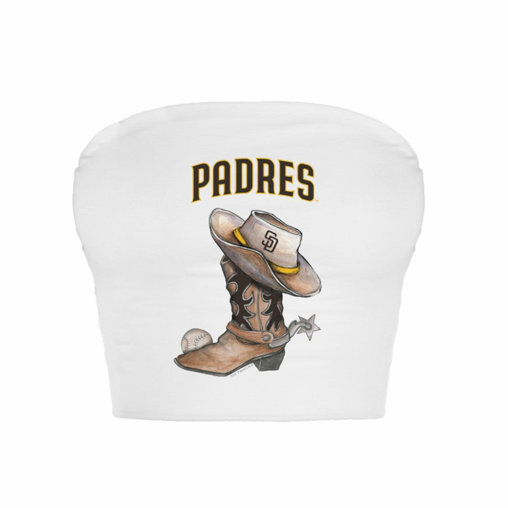 San Diego Padres Tiny Turnip Women's Cowboy Boot Crop Tube Top - MLB