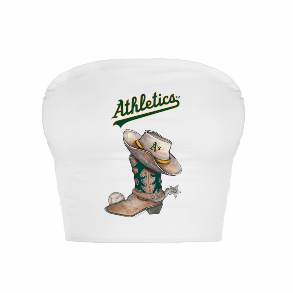 Athletics Tiny Turnip Women's Cowboy Boot Crop Tube Top - MLB