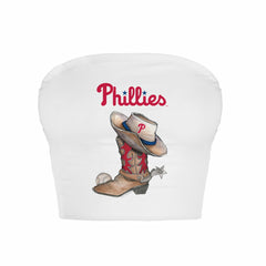 Philadelphia Phillies Tiny Turnip Women's Cowboy Boot Crop Tube Top - MLB
