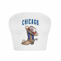 Chicago Cubs Tiny Turnip Women's Cowboy Boot Crop Tube Top - MLB