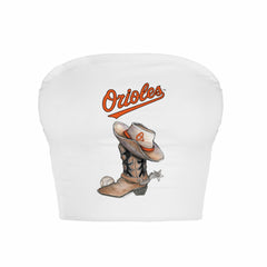 Baltimore Orioles Tiny Turnip Women's Cowboy Boot Crop Tube Top - MLB
