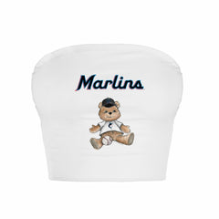 Miami Marlins Tiny Turnip Women's Teddy Bear Crop Tube Top - MLB