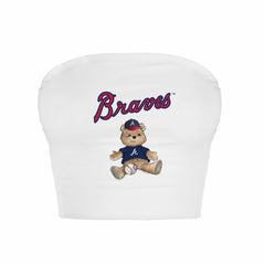 Atlanta Braves Tiny Turnip Women's Teddy Bear Crop Tube Top - MLB