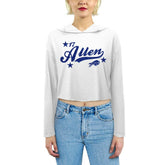 Josh Allen Buffalo Bills Majestic Threads Women's Glitter Wordmark Hoodie White | NFL