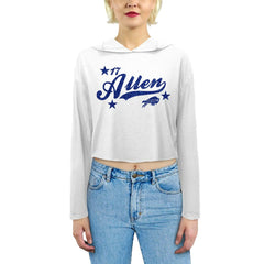 Josh Allen Buffalo Bills Majestic Threads Women's Glitter Wordmark Hoodie White | NFL