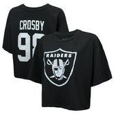 Maxx Crosby Las Vegas Raiders Majestic Threads Women's Swarovski Crystals Boxy Cropped Name & Number T-Shirt Black | NFL