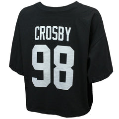 Maxx Crosby Las Vegas Raiders Majestic Threads Women's Swarovski Crystals Boxy Cropped Name & Number T-Shirt Black | NFL