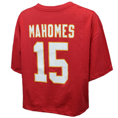 Patrick Mahomes Kansas City Chiefs Majestic Threads Women's Swarovski Crystals Boxy Cropped Name & Number T-Shirt Red | NFL