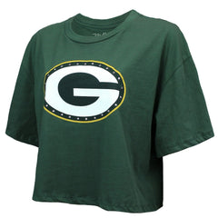 Jordan Love Green Bay Packers Majestic Threads Women's Swarovski Crystals Boxy Cropped Name & Number T-Shirt Green | NFL