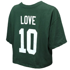 Jordan Love Green Bay Packers Majestic Threads Women's Swarovski Crystals Boxy Cropped Name & Number T-Shirt Green | NFL