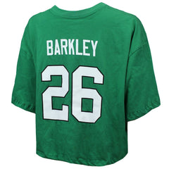 Saquon Barkley Philadelphia Eagles Majestic Threads Women's Swarovski Crystals Boxy Cropped Name & Number T-Shirt Kelly Green | NFL