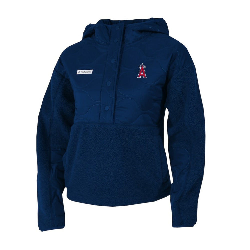 Los Angeles Angels Columbia Women's Cloud Point Hooded Fleece Half-Snap Pullover Jacket - MLB