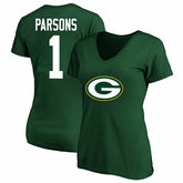 Micah Parsons Green Bay Packers Women's Plus Size Name & Number V-Neck T-Shirt Green | Fanatics