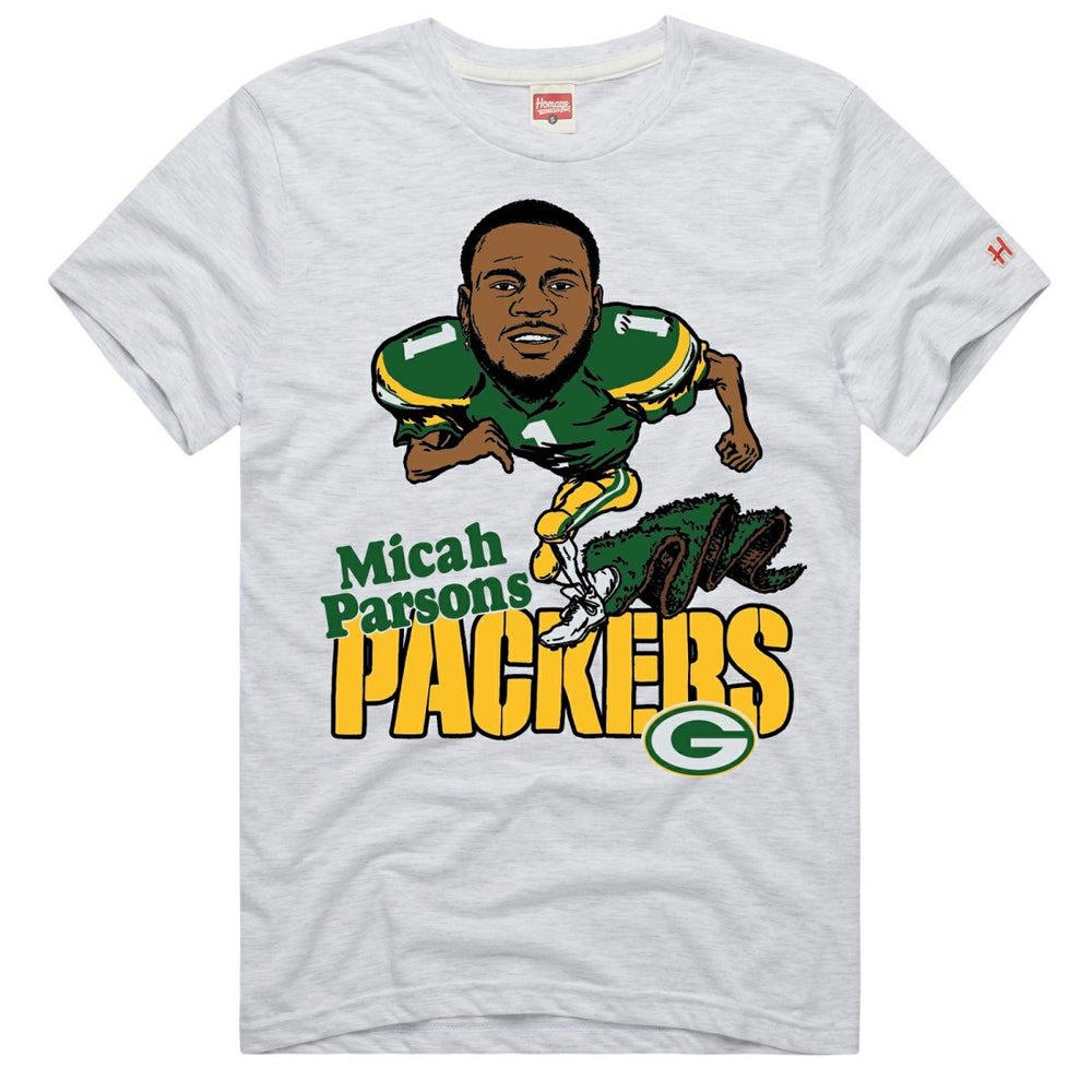 Micah Parsons Green Bay Packers Homage Unisex Caricature Player Graphic Tri-Blend T-Shirt Ash | NFL