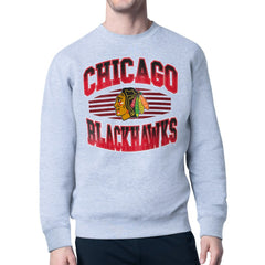 Chicago Blackhawks Starter Team Grit Graphic Fleece Pullover Sweatshirt - Gray - NHL