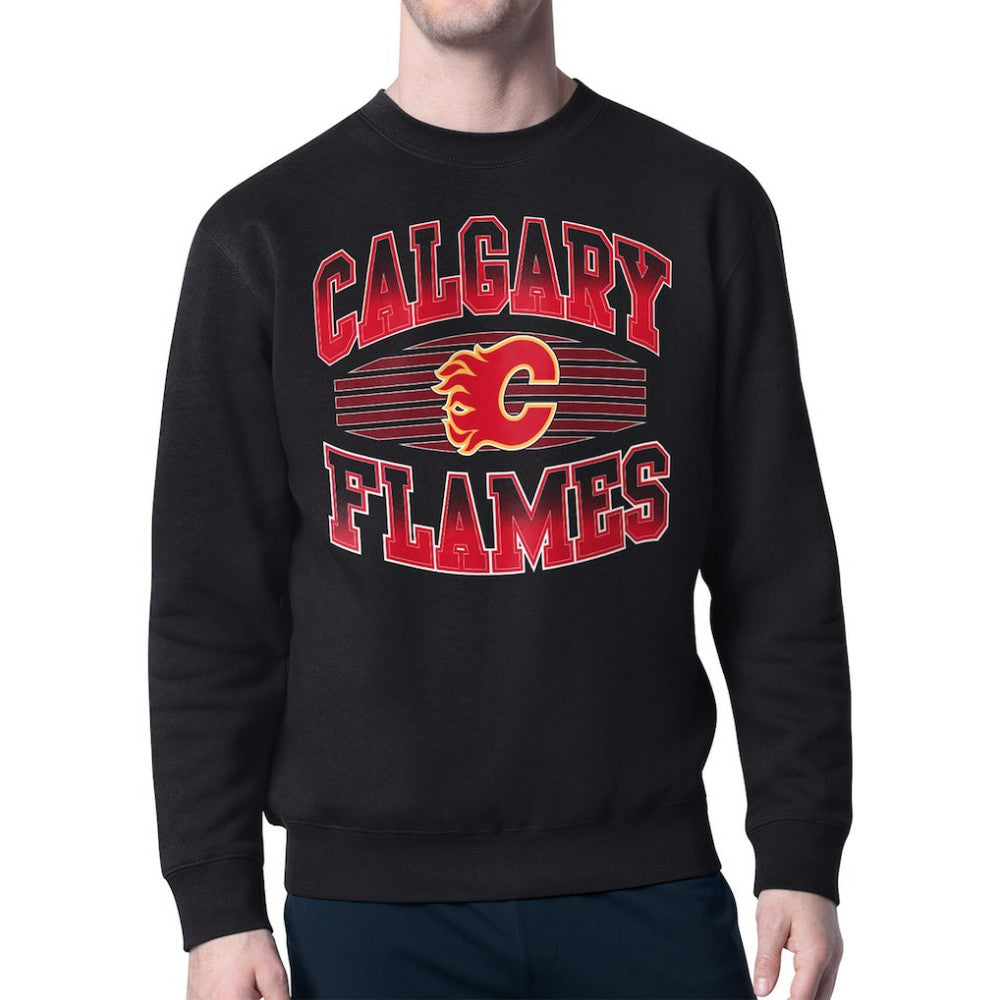 Calgary Flames Starter Team Grit Graphic Fleece Pullover Sweatshirt - Black - NHL