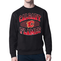 Calgary Flames Starter Team Grit Graphic Fleece Pullover Sweatshirt - Black - NHL