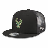 Milwaukee Bucks Core Logo Meshback 9FIFTY Snapback Hat Black - NBA