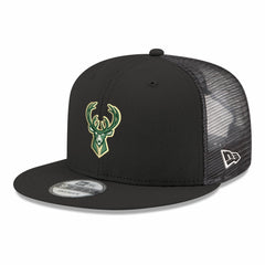 Milwaukee Bucks Core Logo Meshback 9FIFTY Snapback Hat Black - NBA