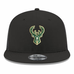 Milwaukee Bucks Core Logo Meshback 9FIFTY Snapback Hat Black - NBA