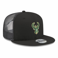 Milwaukee Bucks Core Logo Meshback 9FIFTY Snapback Hat Black - NBA