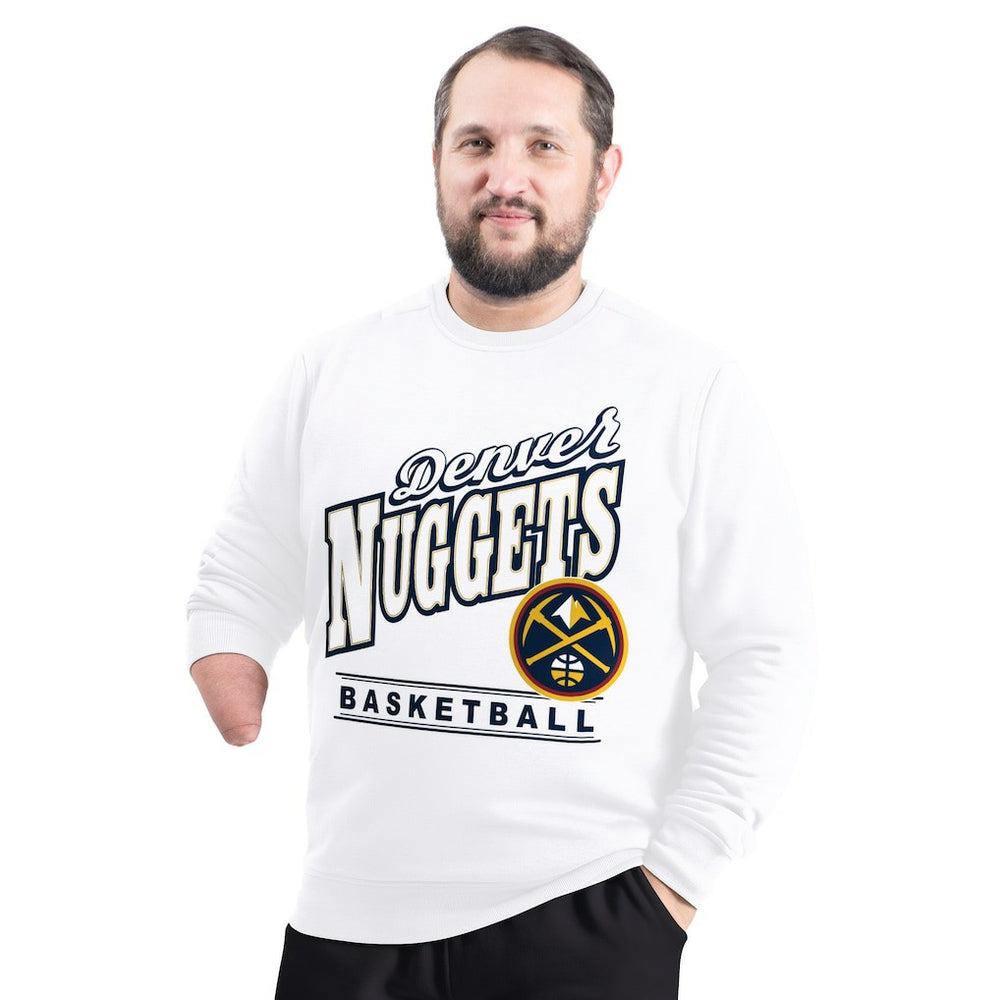 Denver Nuggets G-III Sports by Carl Banks Adaptive Headliner Fleece Crewneck Sweatshirt White - NBA