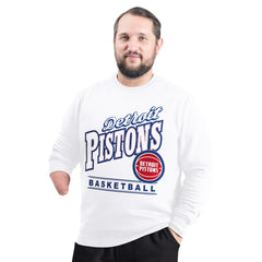 Detroit Pistons G-III Sports by Carl Banks Adaptive Headliner Fleece Crewneck Sweatshirt White - NBA