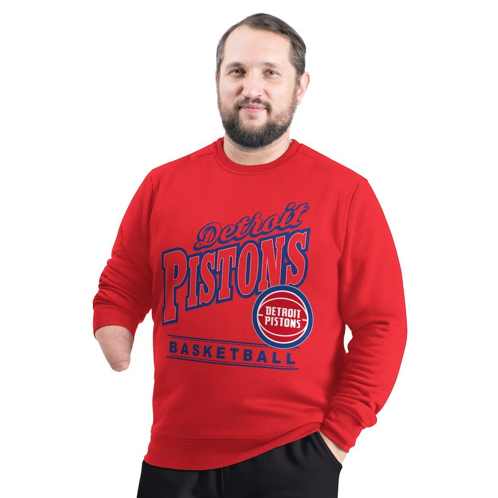 Detroit Pistons G-III Sports by Carl Banks Adaptive Headliner Fleece Crewneck Sweatshirt Red - NBA
