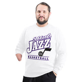Utah Jazz G-III Sports by Carl Banks Adaptive Headliner Fleece Crewneck Sweatshirt White - NBA