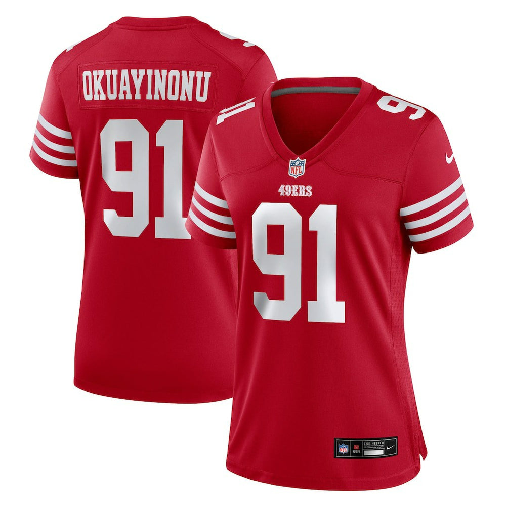 Sam Okuayinonu San Francisco 49ers Women's Team Game Jersey Scarlet | Nike for Sale