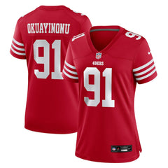 Sam Okuayinonu San Francisco 49ers Women's Team Game Jersey Scarlet | Nike for Sale