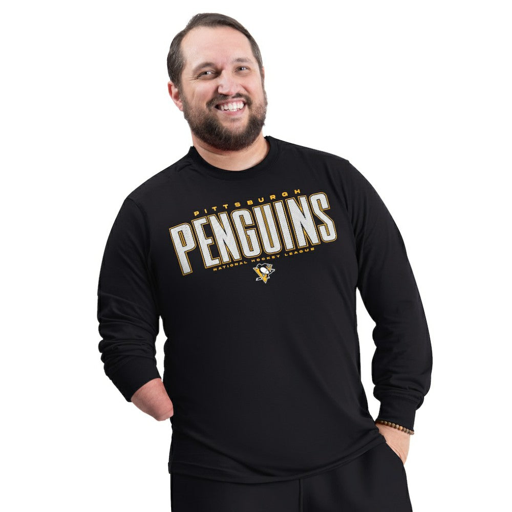 Pittsburgh Penguins G-III Sports by Carl Banks Adaptive Mesh Effect Long Sleeve T-Shirt - Black - NHL