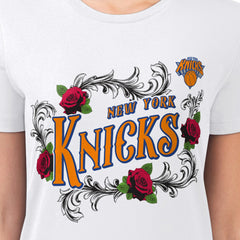 New York Knicks G-III 4Her by Carl Banks Women's Super-Slim Fit Lightweight Roses Crew Neck T-Shirt White - NBA
