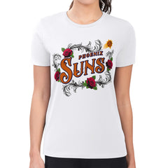 Phoenix Suns G-III 4Her by Carl Banks Women's Super-Slim Fit Lightweight Roses Crew Neck T-Shirt White - NBA