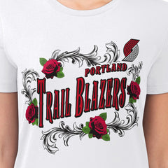 Portland Trail Blazers G-III 4Her by Carl Banks Women's Super-Slim Fit Lightweight Roses Crew Neck T-Shirt White - NBA