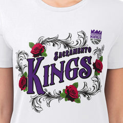 Sacramento Kings G-III 4Her by Carl Banks Women's Super-Slim Fit Lightweight Roses Crew Neck T-Shirt White - NBA
