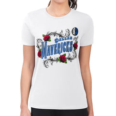 Dallas Mavericks G-III 4Her by Carl Banks Women's Super-Slim Fit Lightweight Roses Crew Neck T-Shirt White - NBA