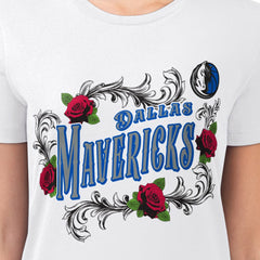 Dallas Mavericks G-III 4Her by Carl Banks Women's Super-Slim Fit Lightweight Roses Crew Neck T-Shirt White - NBA