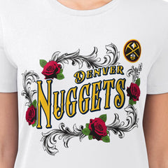 Denver Nuggets G-III 4Her by Carl Banks Women's Super-Slim Fit Lightweight Roses Crew Neck T-Shirt White - NBA