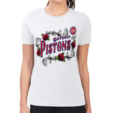 Detroit Pistons G-III 4Her by Carl Banks Women's Super-Slim Fit Lightweight Roses Crew Neck T-Shirt White - NBA