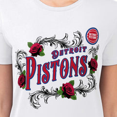 Detroit Pistons G-III 4Her by Carl Banks Women's Super-Slim Fit Lightweight Roses Crew Neck T-Shirt White - NBA