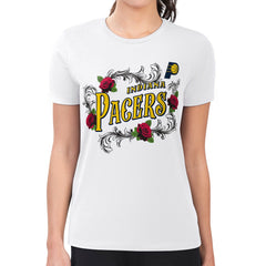 Indiana Pacers G-III 4Her by Carl Banks Women's Super-Slim Fit Lightweight Roses Crew Neck T-Shirt White - NBA