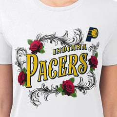 Indiana Pacers G-III 4Her by Carl Banks Women's Super-Slim Fit Lightweight Roses Crew Neck T-Shirt White - NBA