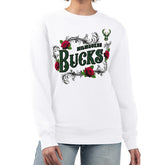 Milwaukee Bucks G-III 4Her by Carl Banks Women's Roses Fleece Tri-Blend Sweatshirt White - NBA
